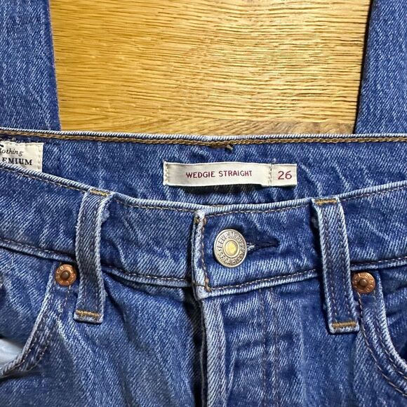 Levi Wedgie straight jeans buttonfly 26 raw hem - Picture 7 of 13